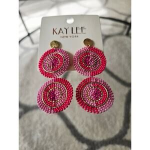 💘 Pick 3 For $15 Kay Lee Pink Beaded Circle Earrrings New